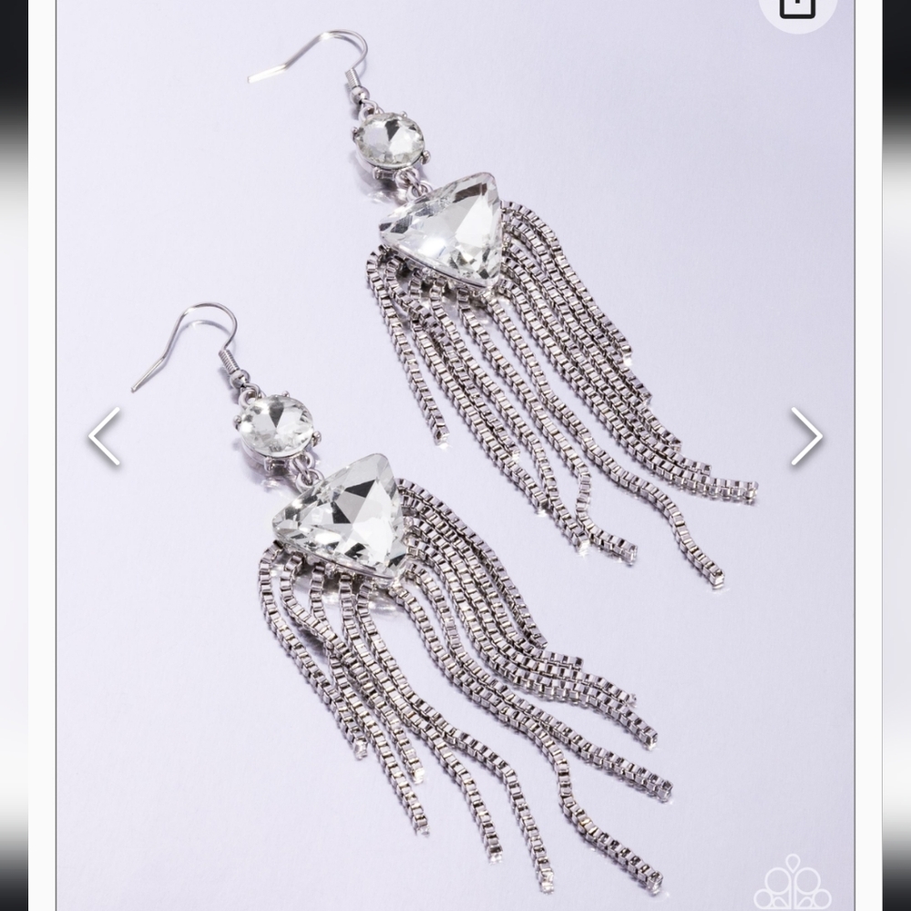 Maven Musings White Earring SILVER Fishhook 😍 Fancy Gorgeousness #2